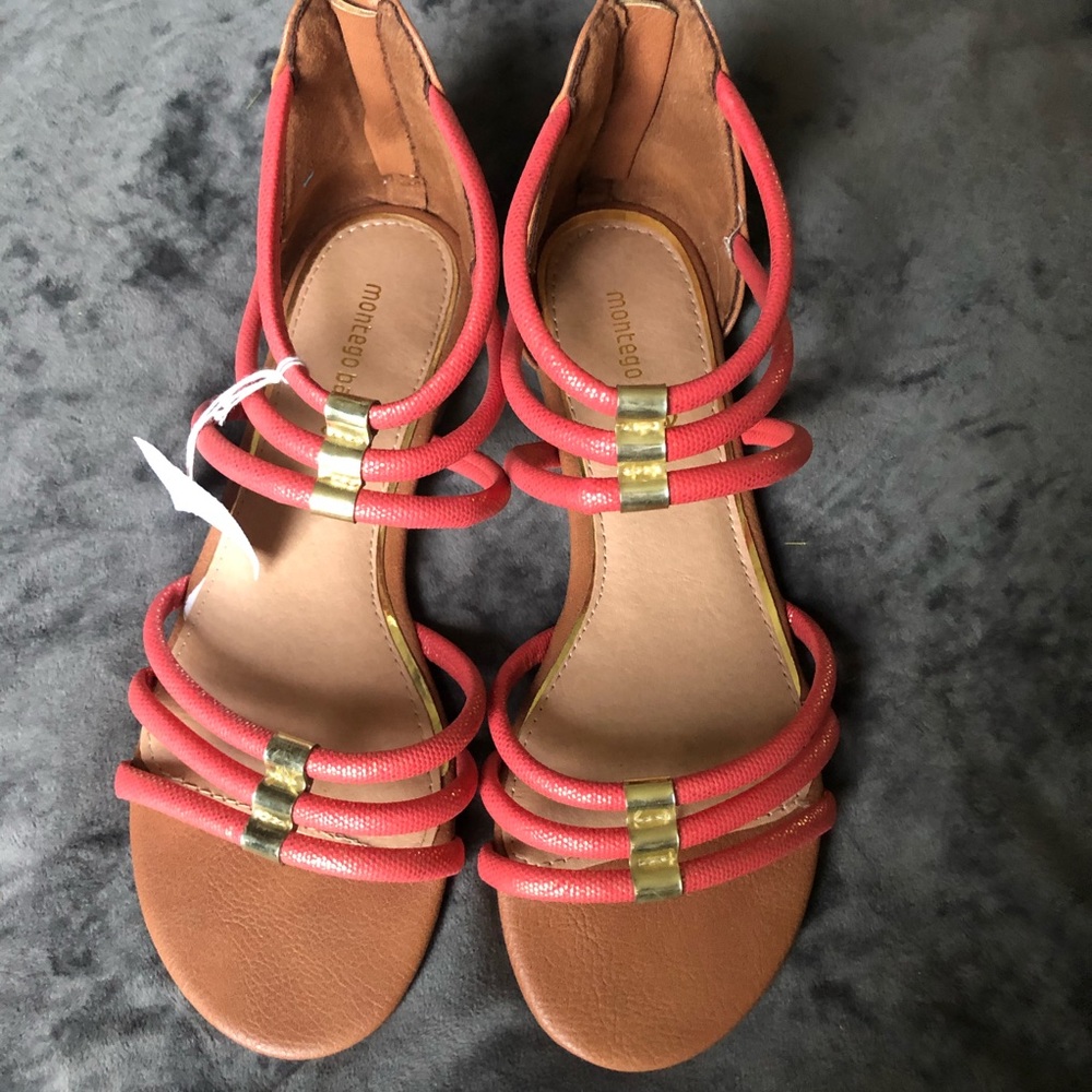 Coral & Gold Rope Sandals